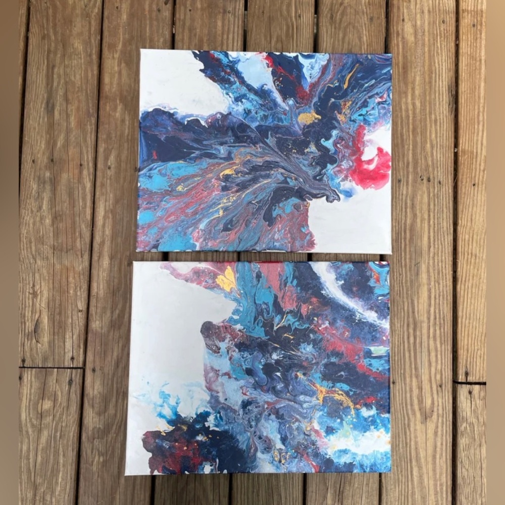 Pair of Abstract Art Acrylic Wall Art Each Measures 16x20